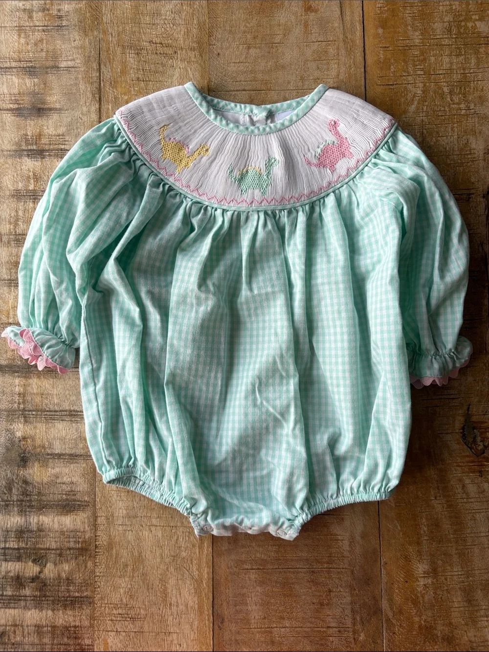 Stitchy Fish Baby Girl Smocked Romper 9m